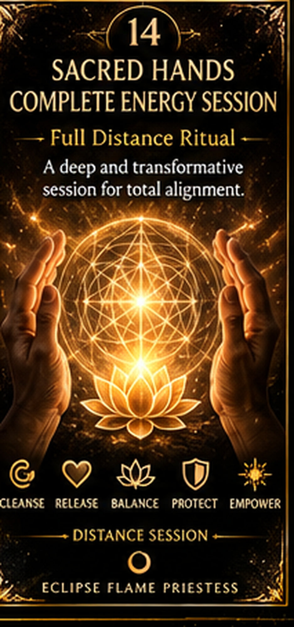 Sacred Hands Complete Energy Session - Full Distance Ritual - hands-only spiritual distance session by Eclipse Flame Priestess